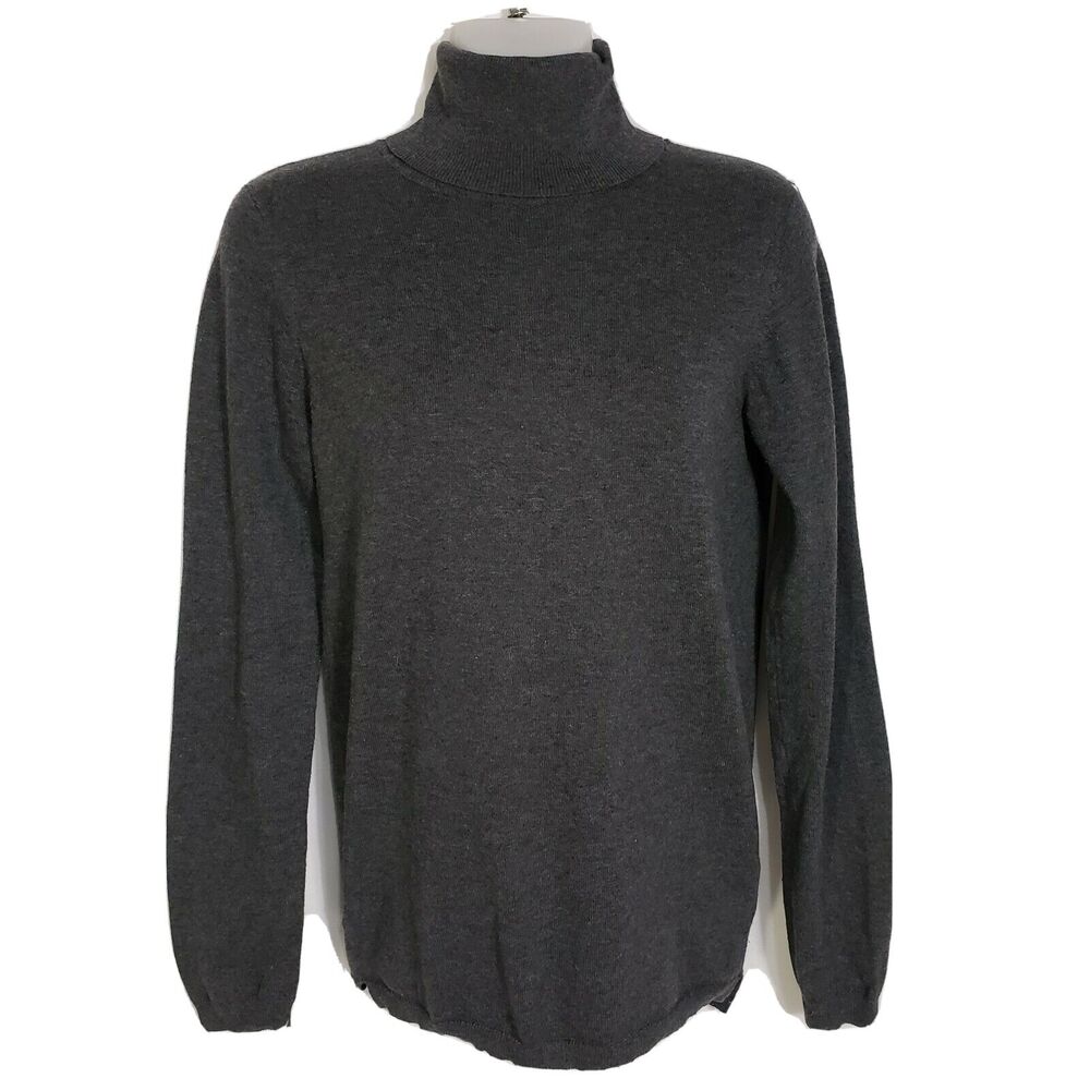 Zara Knit Womens Turtleneck Sweater Size Small Gray Knit Cotton Nylon